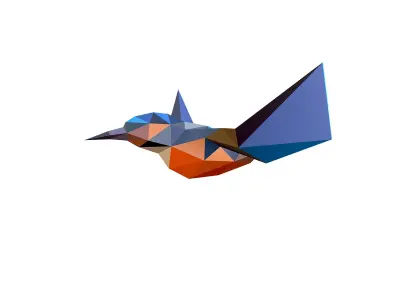 Animated Kingfisher Bird Lowpoly Art Style Low-poly 3D model