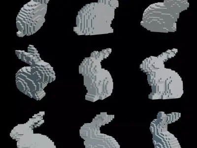 Pixel Rabbit Low-poly 3D model