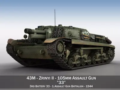 43M Zrinyi II - Hungarian Assault Gun - 3rd Battery 33 3D model