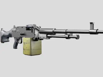 HMG-gun model 3d game ready model Low-poly 3D model Low-poly 3D model