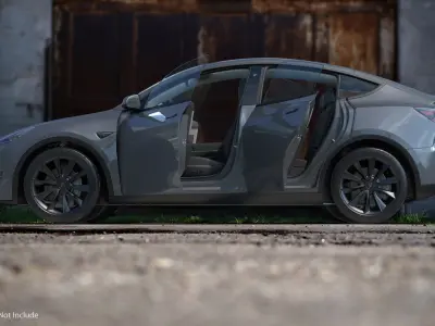 Tesla Model Y Silver Rigged for Maya 3D model