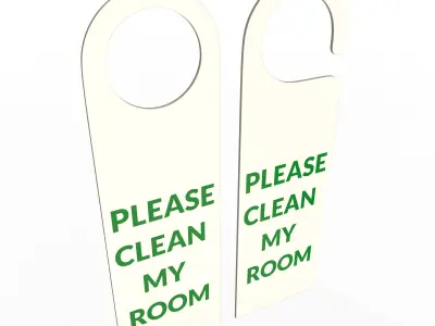 Door Hanger Tag Please Clean My Room Low-poly 3D model