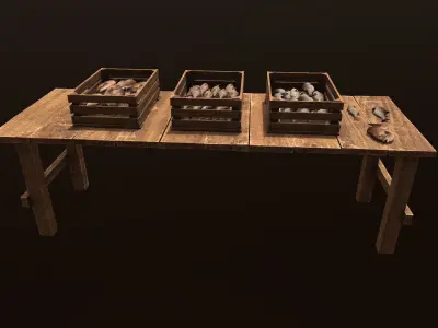 Fish market low poly pbr  Low-poly 3D model