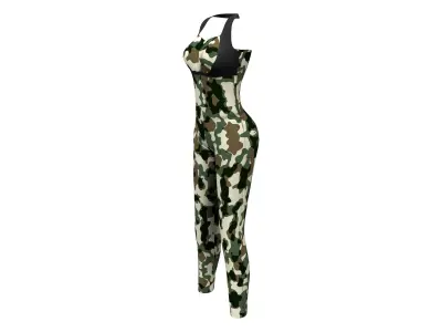 Female Military Camouflage Bodysuit Outfit Low-poly 3D model