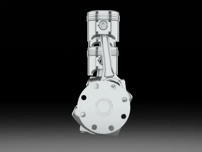 4 cylinder inline engine pistons camshaft Low-poly 3D model