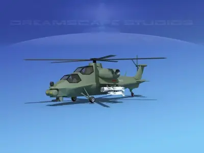 WZ-10 Attack Helicopter V01 Low-poly 3D model