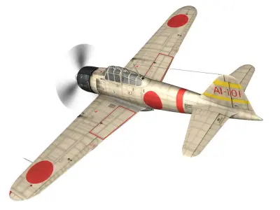 Mitsubishi A6M2 Zero - Carrier Akagi 3D model