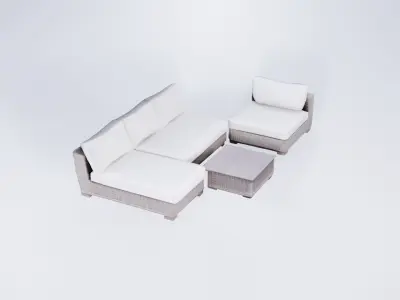 Low Poly Outdoor Lounge Set - Garden Furniture Collection 3D model