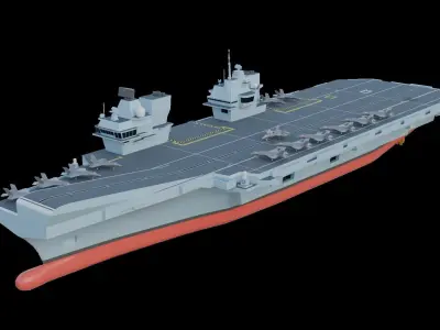 Queen Elizabeth-class aircraft carrier Low-poly 3D model