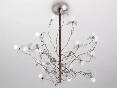Birds Birds Birds chandelier with branches hanging from it 3D model