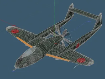 Imperial Japanese Navy Mitsubishi J4M Interceptor Fighter Senden 3D model