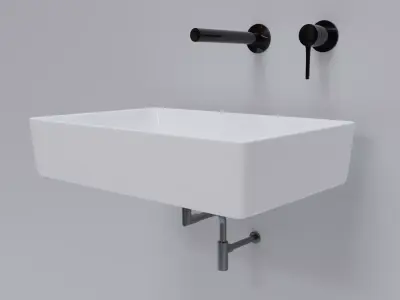 Vessel Sink with Modern Armature Free low-poly 3D model