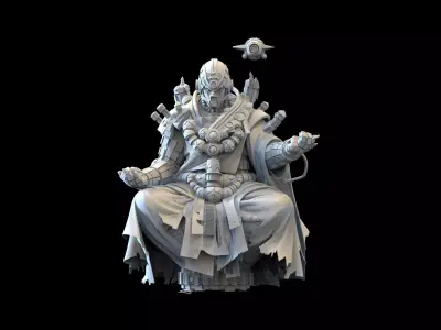 Sci-Fi Cyber Monk STL Tabletop Wargame Miniature Character 3D print model