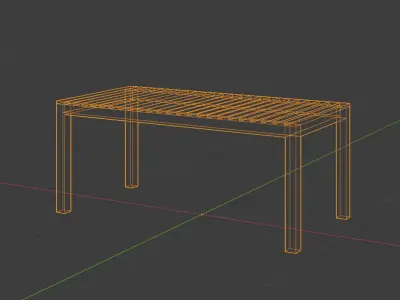 Simple wooden dining table 3D model