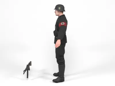 German SS Soldier 3 Low-poly 3D model