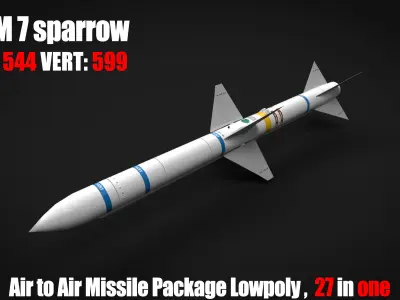 air to air missile package Low-poly 3D model