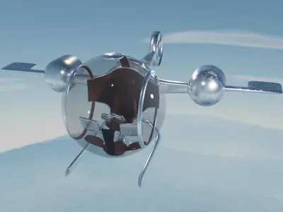 Helicopter futuristic airplane flying in sky 3D model