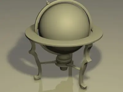Old wood Globe Low-poly 3D model