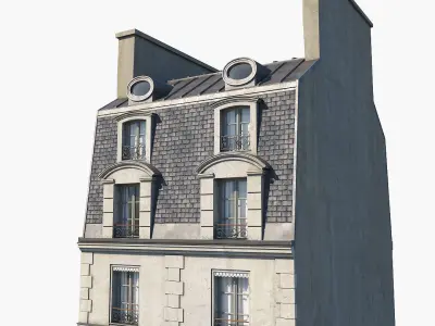 Paris building Low-poly 3D model