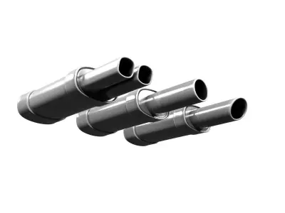 Exhaust three pipes 3D model