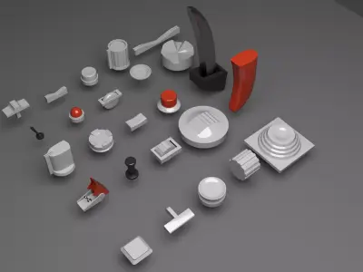 Controls buttons switch trim trigger paddle aircraft 3D model