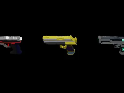 Fantasy Mage Tech Gun Pack for Games Free low-poly 3D model