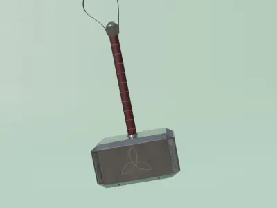 Mjolnir Thor Hammer 3D Model low poly Free low-poly 3D model