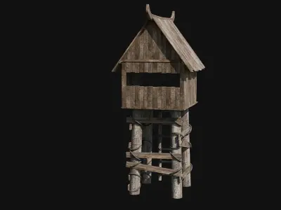 VIKING NORSE WATCHTOWER TOWER HOUSE MEDIEVAL CITY COLLECTION Low-poly 3D model
