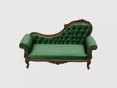 Classic Tufted Emerald Green Chaise Lounge - Luxury Sofa  11 Free 3D model