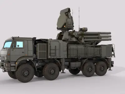 Pantsir S2 shell close air defence system Low-poly 3D model