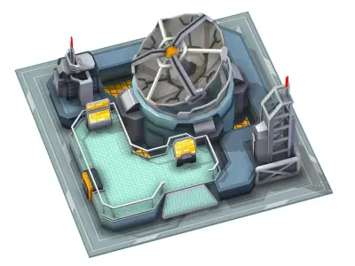 isometrical UFO radar platform station upgrade 1 Low-poly 3D model