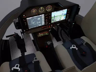 Helicopter Cockpit Bell 407 Low-poly 3D model