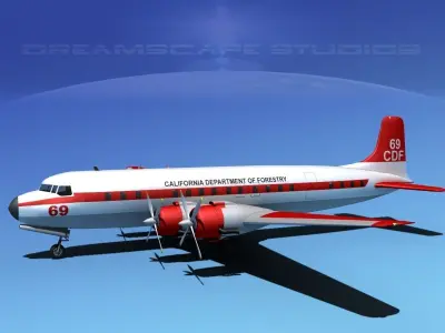 Douglas DC-7C Braniff Intl 3D model