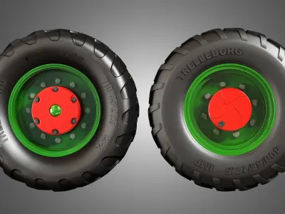 Truck Tires and Wheels-T05 3D model