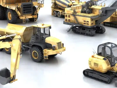 Mining and Construction Heavy Machinery Complete 3D Asset Pack 3D model