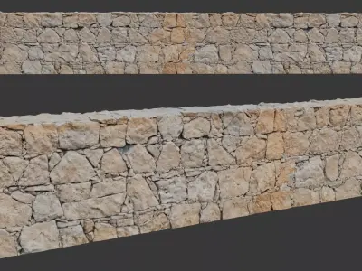 Light Stone Wall Scan Low-poly 3D model