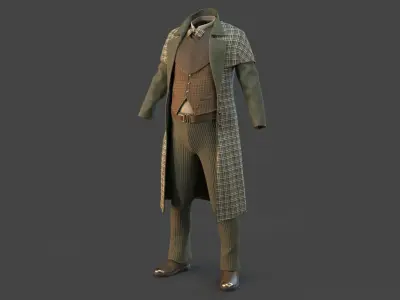 Vintage Clothing Male Suit Low-poly 3D model