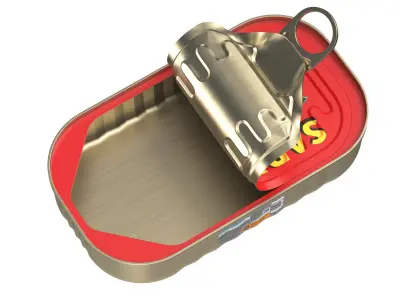 Detailed Opened Sardines Tin Can 3D model