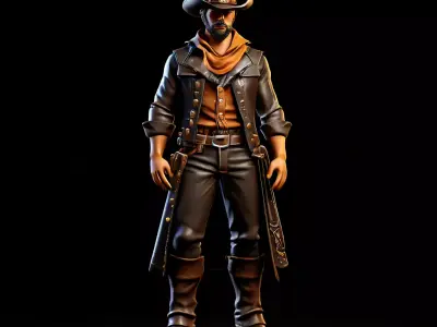 Stylized Western Cowboy Game Character Low-poly 3D model