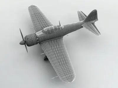 A6M5 Zero Aircraft Green Low-poly 3D model