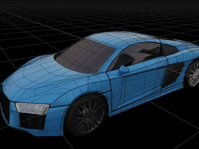 Audi r8 3D model high poly and low poly Free low-poly 3D model