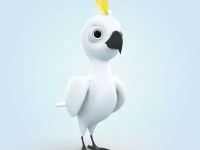 Yellow Crested Cockatoo 3D model