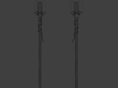 Stylized Melee Weapon Steampunk Spear PBR game ready Low-poly 3D Low-poly 3D model