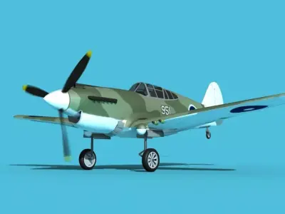 Curtiss P-40B Tomahawk V12 Australia 3D model