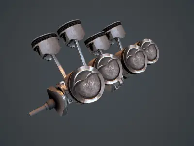 V8 Pistons Low-poly 3D model