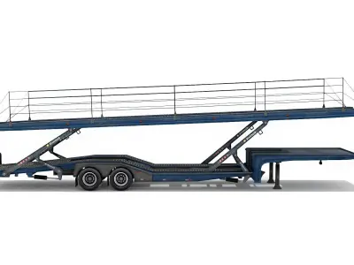 Car transporter trailer Low-poly 3D model
