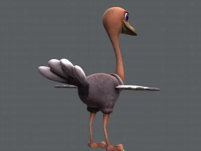 Ostrich V01 Low-poly 3D model