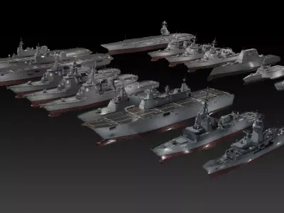 Modern warship Asia Pacific navy 3D Model Collection