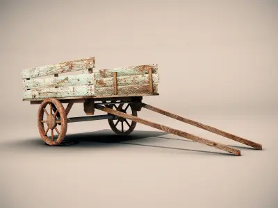 Mule Cart Low-poly 3D model