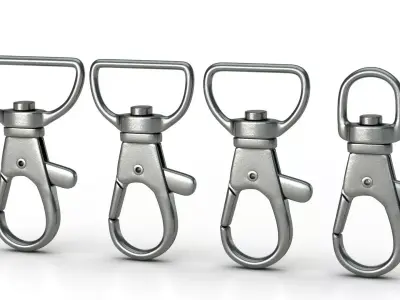 Set of 4 Metal Carabiner LowPoly Low-poly 3D model Low-poly 3D model